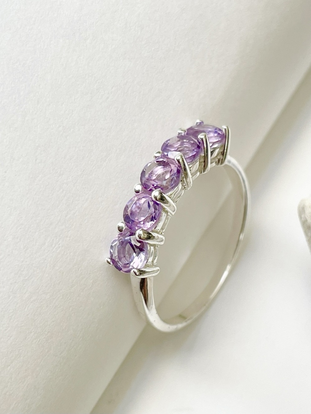 Natural Amethyst Half Eternity Band Ring – 925 Sterling Silver us 9 everyday wea